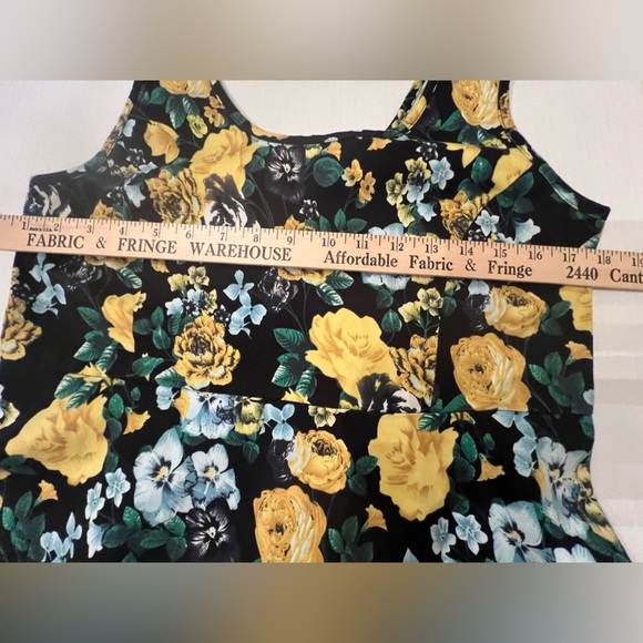 SUNNY GIRL BLACK/YELLOW/BLUE FLORAL SUN DRESS SIZE XL - Picture 9 of 10